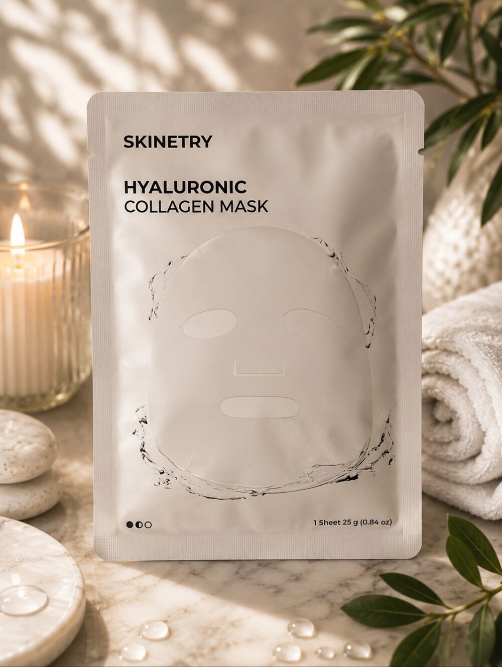 🕯Skinetry Hyaluronic Collagen Sheet Face Mask Hydrating 25g / 0.84 oz New